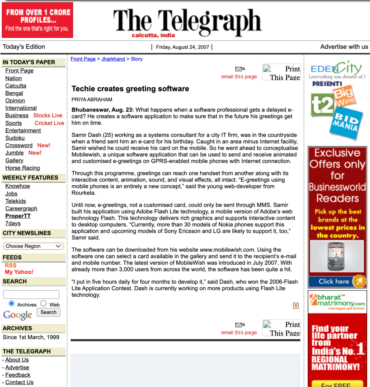 Techie creates greeting software